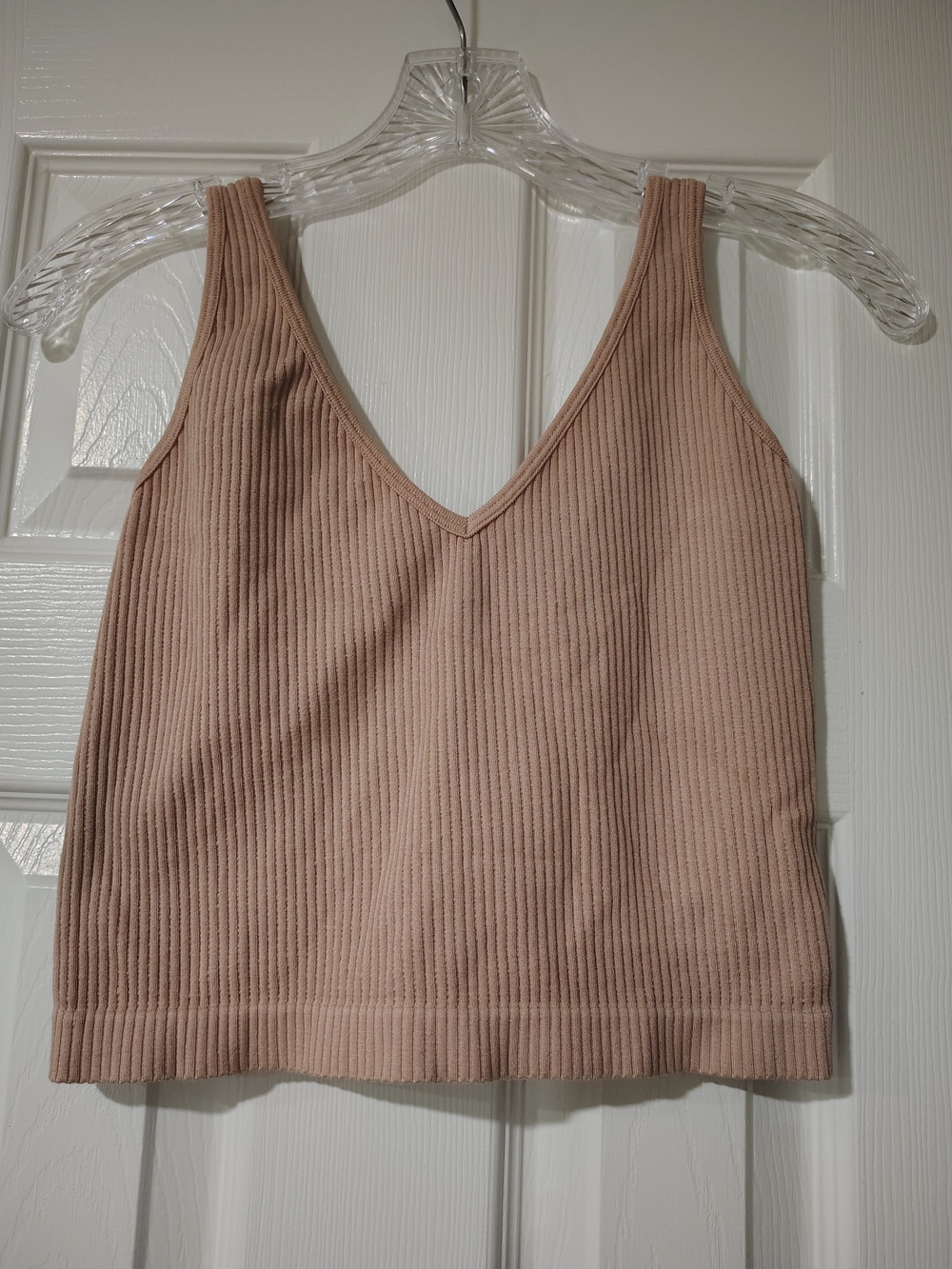 Free People Ribbed V-Neck Tank in Blush